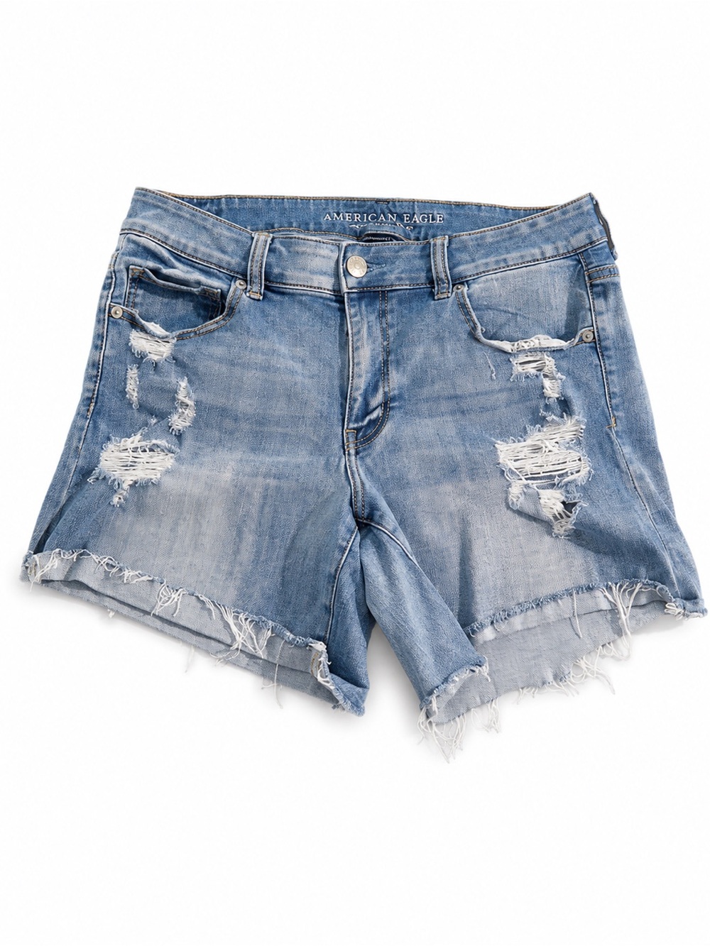 American Eagle Outfitters Light Blue Distressed Denim Cutoff Shorts